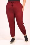 39501 Large Size Crystal Two Thread Elastic Sweatpants-Claret Red