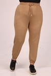 39501 Large Size Crystal Two Thread Elastic Sweatpants-Mink