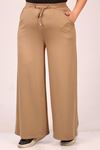 39502 Large Size Crystal Two Thread Trousers with Elastic Back - Mink