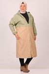 33065 Plus Size Bondit Double Color Trench Coat-Nephti-Mink