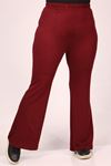 39506 Plus Size Flare Leg Two Threads Crystal-Claret Red