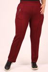 39504 Plus Size Crystal Two Thread Sweatpants-Burgundy