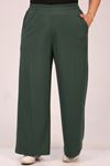 39040 Large Size Elastic Waist Scuba Pipe Leg Trousers-Emerald