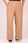 39040 Large Size Elastic Waist Scuba Pipe Leg Trousers-Mink