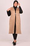 34019 Large Size Pieced Nubuck Vest-Mink