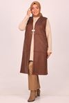 34019 Large Size Pieced Nubuck Vest-Brown