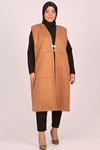 34019 Large Size Pieced Nubuck Vest-Taba