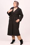 33063 Plus Size Cuffed Curly Lamb Coat-Black