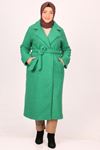 33063 Plus Size Cuffed Curly Lamb Coat-Benetton