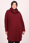 38142 Büyük Beden Mir Ponpon Detaylı Tunik-Bordo