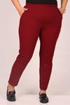 39041 Large Size Scuba Trousers with Elastic Waist - Claret Red