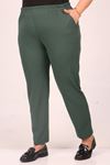 39041 Large Size Scuba Trousers with Elastic Waist - Emerald