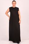 32049 Plus Size Crystal Two Thread Sleeveless Underwear Dress-Black