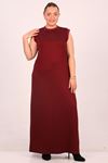 32049 Plus Size Crystal Two Thread Sleeveless Underwear Dress-Burgundy