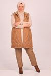 34015 Large Size Quilted-Three Thread Vest-Tan