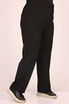 39044 Large Size Elastic Waist Scuba Trousers-Black