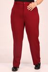 39044 Large Size Elastic Waist Scuba Trousers-Burgundy