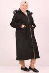 33077 Large Size Removable Hooded Coat-Black