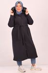 33077 Large Size Removable Hooded Coat-Navy Blue