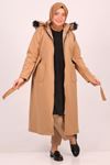 33077 Large Size Removable Hooded Coat-Mink