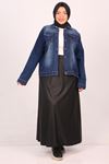 23022-2 Large Size Grinding Nails Short Denim Jacket - Blue