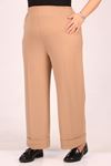 39043 Large Size Elastic Waist Double Leg Scuba Trousers-Mink