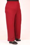 39043 Large Size Elastic Waist Double Leg Scuba Trousers-Burgundy