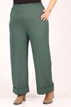 39043 Large Size Elastic Waist Double Leg Scuba Trousers-Emerald