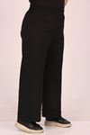 39043 Large Size Elastic Waist Double Leg Scuba Trousers-Black