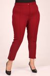 39042 Large Size Zippered Scuba Trousers - Burgundy