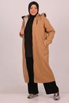 33078 Large Size Zippered Cashmere Coat-Mink