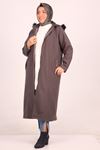 33078 Large Size Zippered Cashmere Coat-Anthracite