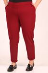 39046 Large Size Scuba Double Leg Trousers-Burgundy