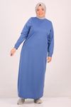 32050 Large Size Ribbed Two Thread Dress-iNDİGO