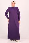 32050 Large Size Ribbed Two Thread Dress-Purple