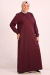 32050 Large Size Ribbed Two Thread Dress-Plum