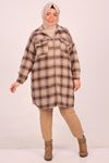 33058 Large Size Lumberjack Zipper Jacket - Brown Checkered