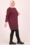 38165 Large Size Two Thread Ribbed Tunic-Plum