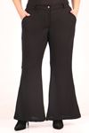 339048 Plus Size Scuba Flare Trousers-Black