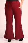 39048 Plus Size Scuba Flare Trousers-Burgundy