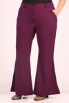 39048 Plus Size Scuba Flare Trousers-Purple