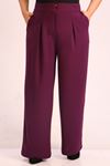 39049 Plus Size Scuba Palazzo Trousers - Purple
