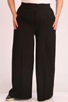 39508 Large Size Wide Leg Two Thread Sweatpants with Elastic Back - Black