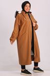 33106 Large Size Bondit Cape with Fur Inside-Tan