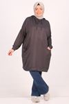 38171 Large Size Crystal Two Thread Hooded Tunic-Anthracite