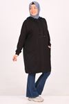38171 Large Size Crystal Two Thread Hooded Tunic-Black