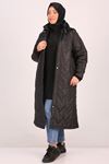 33090 Plus Size Hooded Three Threads - Quilted Jacket-Black