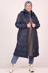 33090 Plus Size Hooded Three Threads - Quilted Jacket-Navy Blue