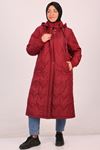 33090 Plus Size Hooded Three Threads - Quilted Jacket-Burgundy