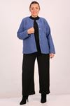 33110 Plus Size Curly Lamb Button Jacket-Black